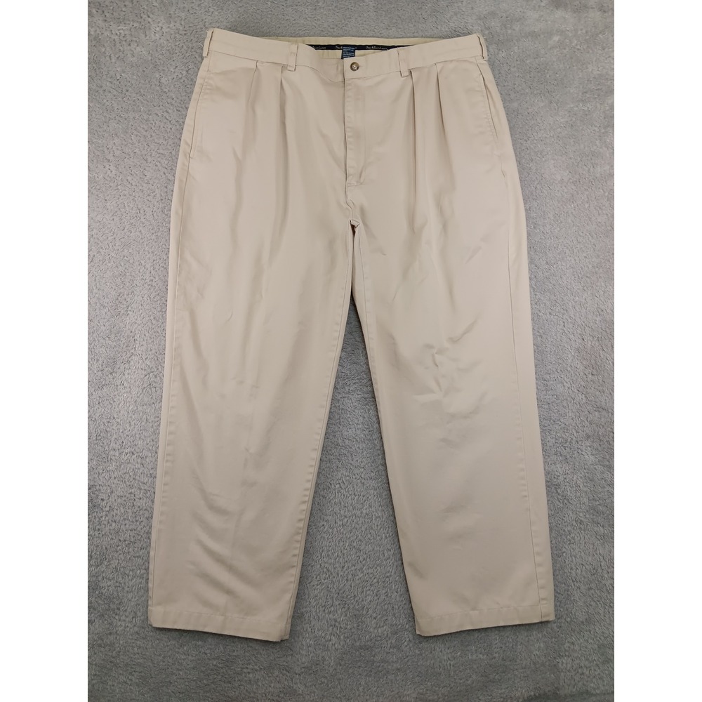 VTG Polo Ralph Lauren Pants Men 40x28 (Tag 42x30) Tan Pleated Chino